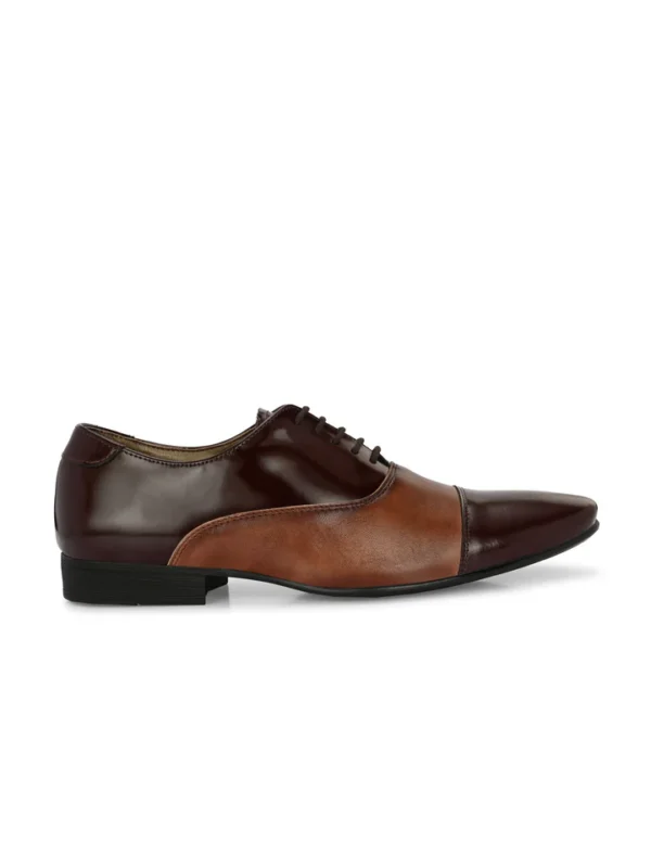 Hitz Men's Brown Leather Lace-up Party Wear Shoes - Image 3