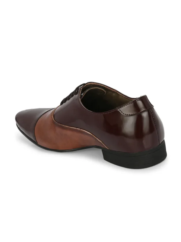 Hitz Men's Brown Leather Lace-up Party Wear Shoes - Image 5