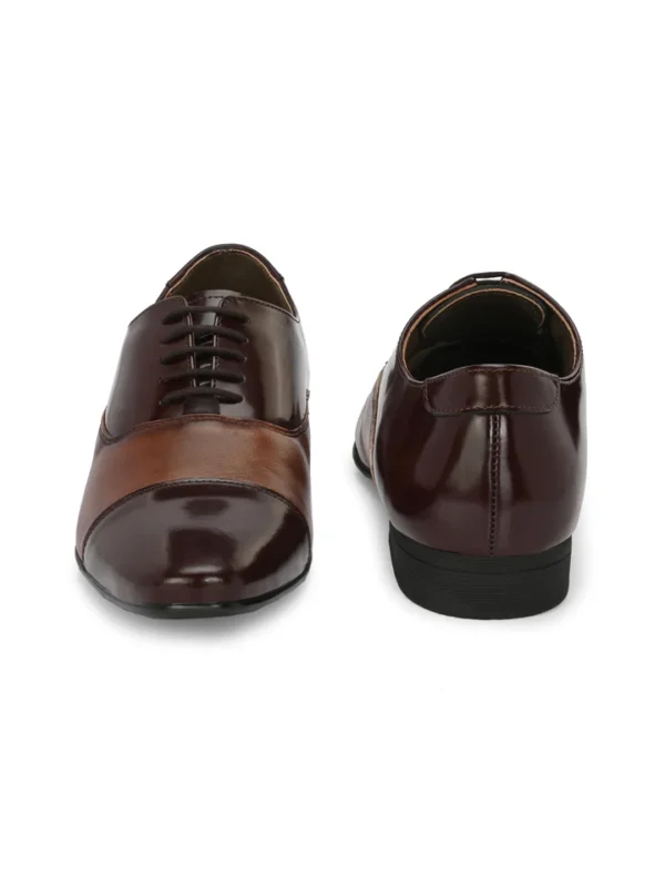 Hitz Men's Brown Leather Lace-up Party Wear Shoes - Image 6