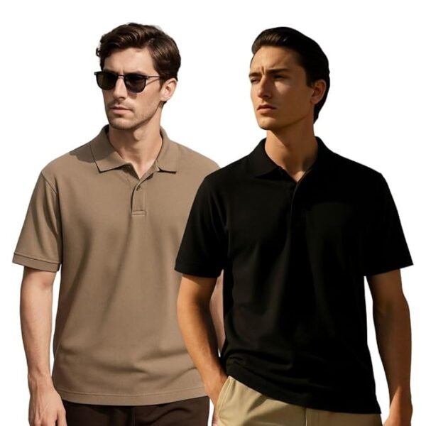 NOBERO Men's Cotton Solid Regular Fit Polo Shirt