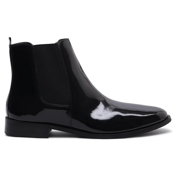 OZANO Italian Cut Black Patent Chelsea Boots for Men | - Image 5