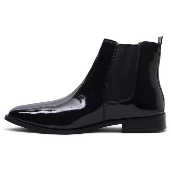 OZANO Italian Cut Black Patent Chelsea Boots for Men | - Image 2