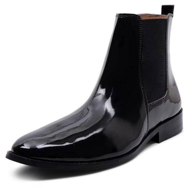 OZANO Italian Cut Black Patent Chelsea Boots for Men | - Image 6