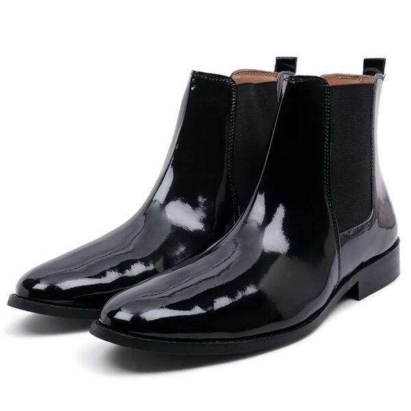 OZANO Italian Cut Black Patent Chelsea Boots for Men |