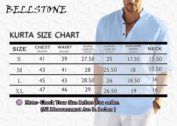 Bellstone Men's Solid Regular Fit Kurta Shirt - Image 7