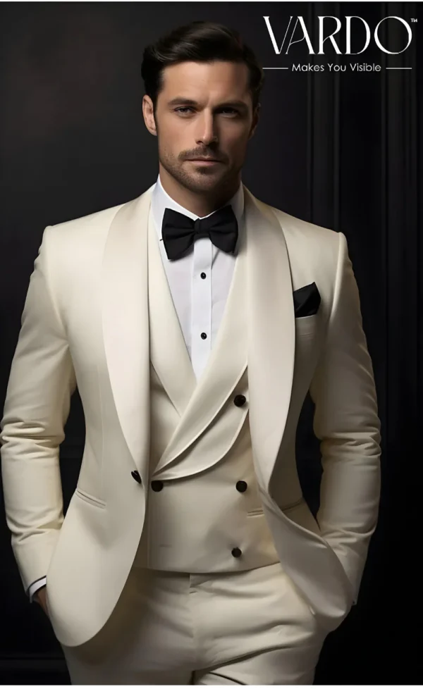 Elegant Ivory Tuxedo Suit for Men - Classic Wedding Suit