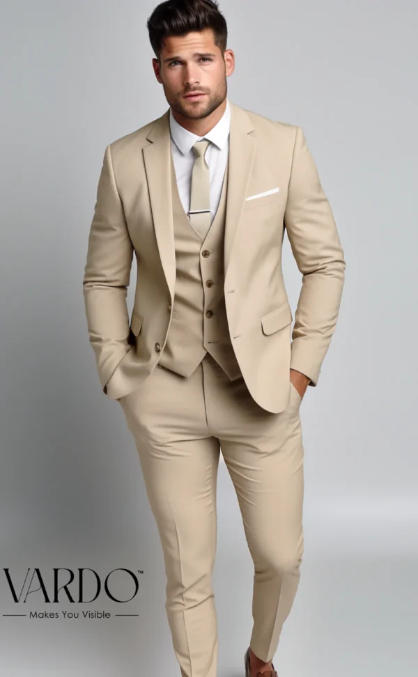 BEIGE SLIM-FIT SUIT 3-PIECE - Image 2