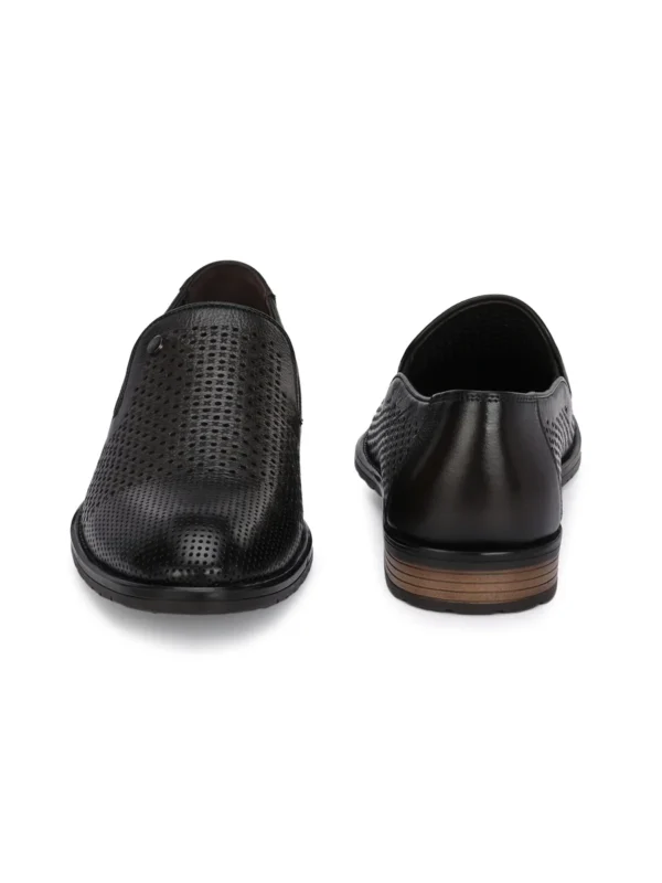 HITZ1681 Men's Brown Leather Party Wear Slip On Shoes - Image 4