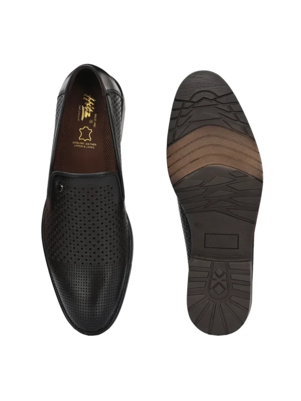 HITZ1681 Men's Brown Leather Party Wear Slip On Shoes - Image 3