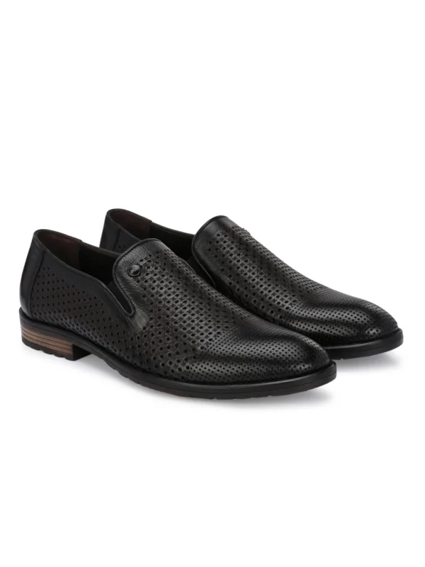 HITZ1681 Men's Brown Leather Party Wear Slip On Shoes - Image 2