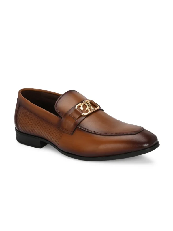 Hitz Men's Tan Leather Party Wear Shoes - Image 8