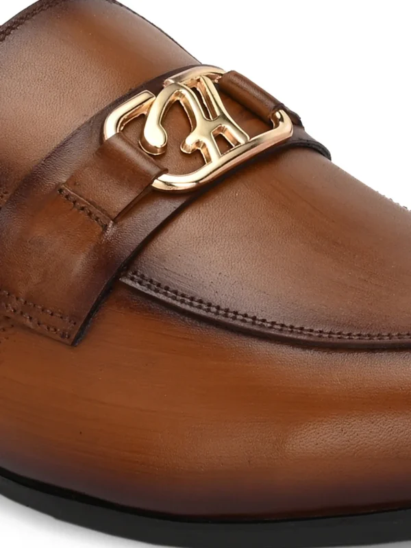 Hitz Men's Tan Leather Party Wear Shoes - Image 6