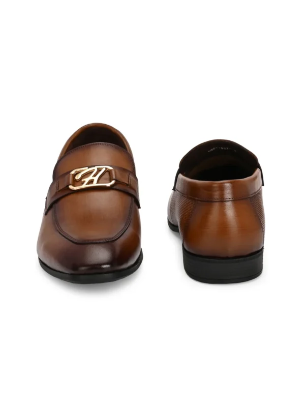 Hitz Men's Tan Leather Party Wear Shoes - Image 4