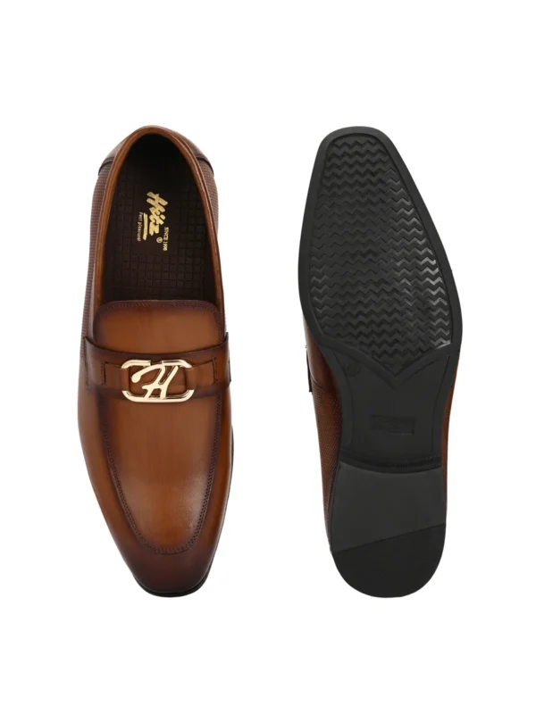 Hitz Men's Tan Leather Party Wear Shoes - Image 3