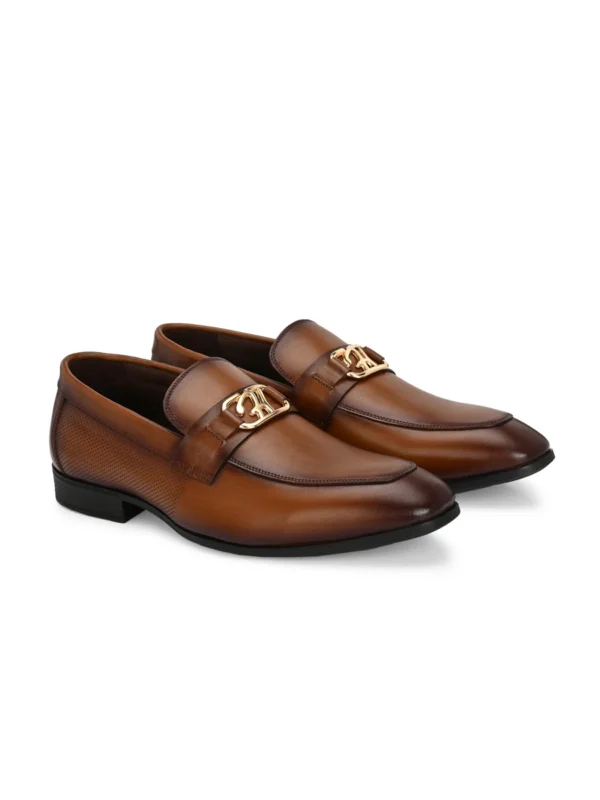 Hitz Men's Tan Leather Party Wear Shoes - Image 2