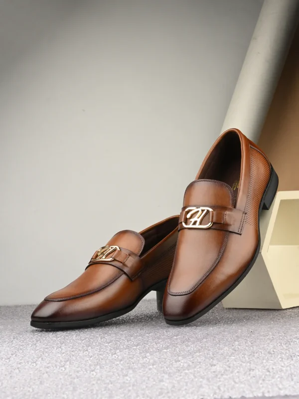 Hitz Men's Tan Leather Party Wear Shoes