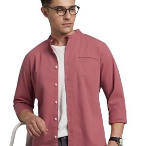 Men Slim Fit Solid Spread Collar Casual Shirt