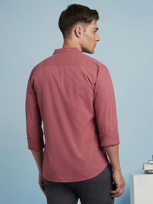 Men Slim Fit Solid Spread Collar Casual Shirt - Image 4
