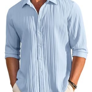 DEELMO Men's Casual Button Down Shirts Long Sleeve