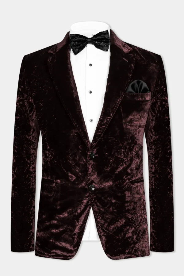 Asphalt Brown Crushed Velvet Suit - Image 4