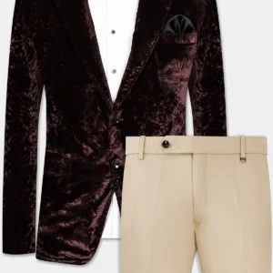 Asphalt Brown Crushed Velvet Suit
