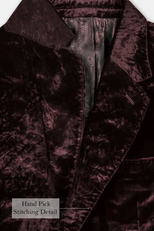 Asphalt Brown Crushed Velvet Suit - Image 5