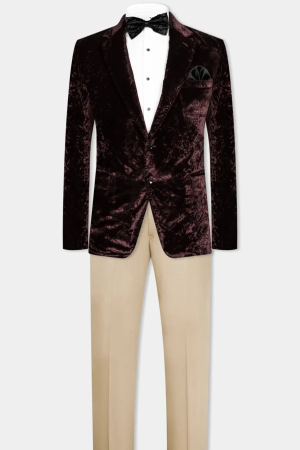 Asphalt Brown Crushed Velvet Suit - Image 3