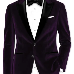 Purvella-Rasin Purple Velvet Peak Lapel Tuxedo Suit