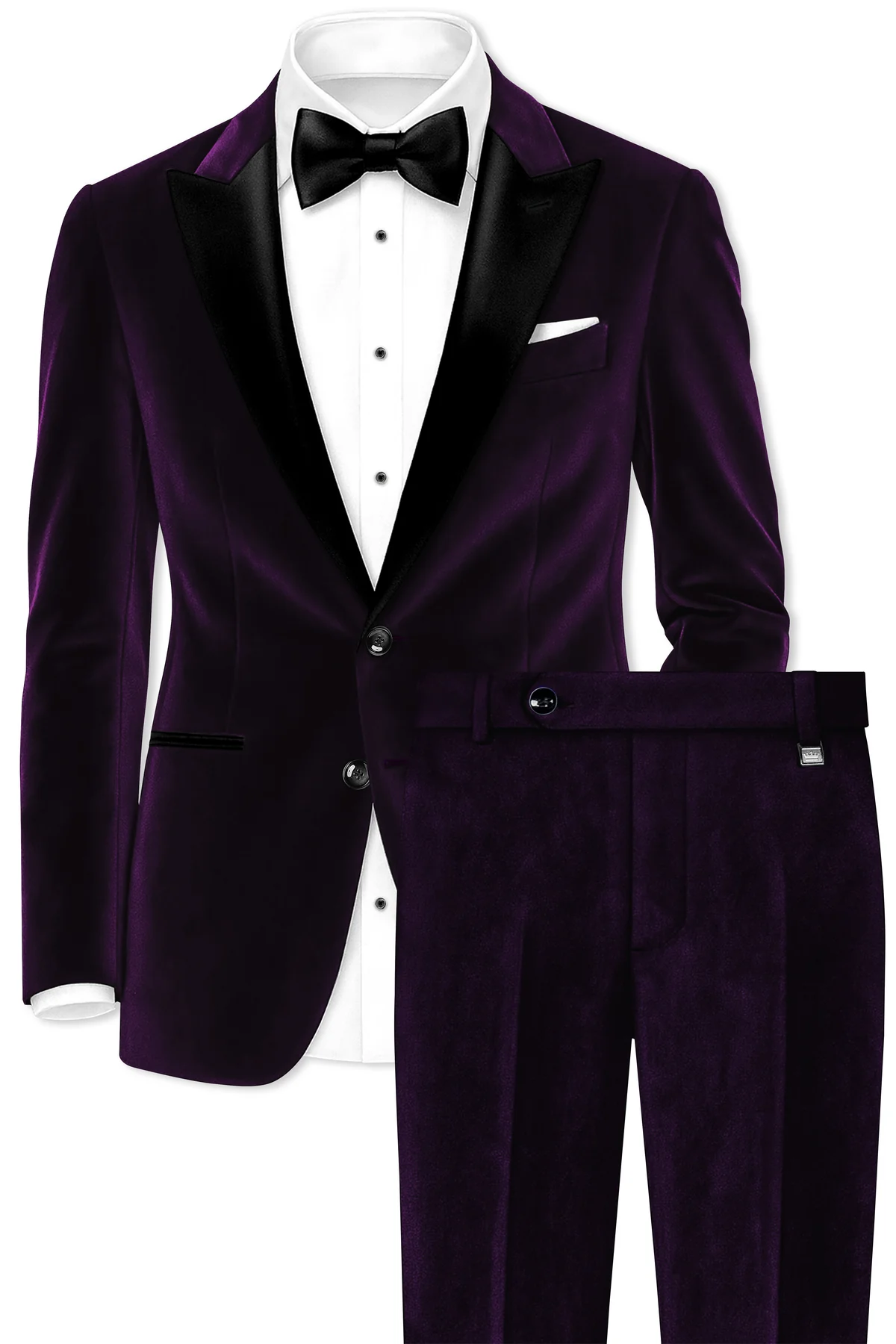 Purvella-Rasin Purple Velvet Peak Lapel Tuxedo Suit - Image 4