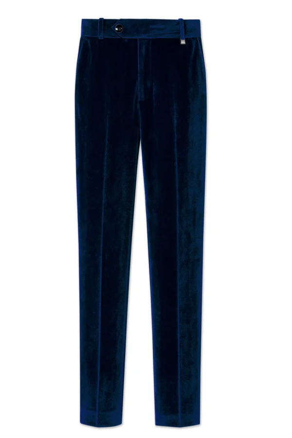 Noctivell-Cinder Blue Velvet Peak Lapel Tuxedo Suit - Image 3