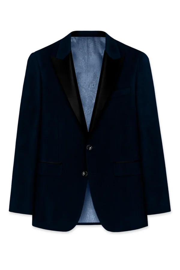 Noctivell-Cinder Blue Velvet Peak Lapel Tuxedo Suit - Image 4